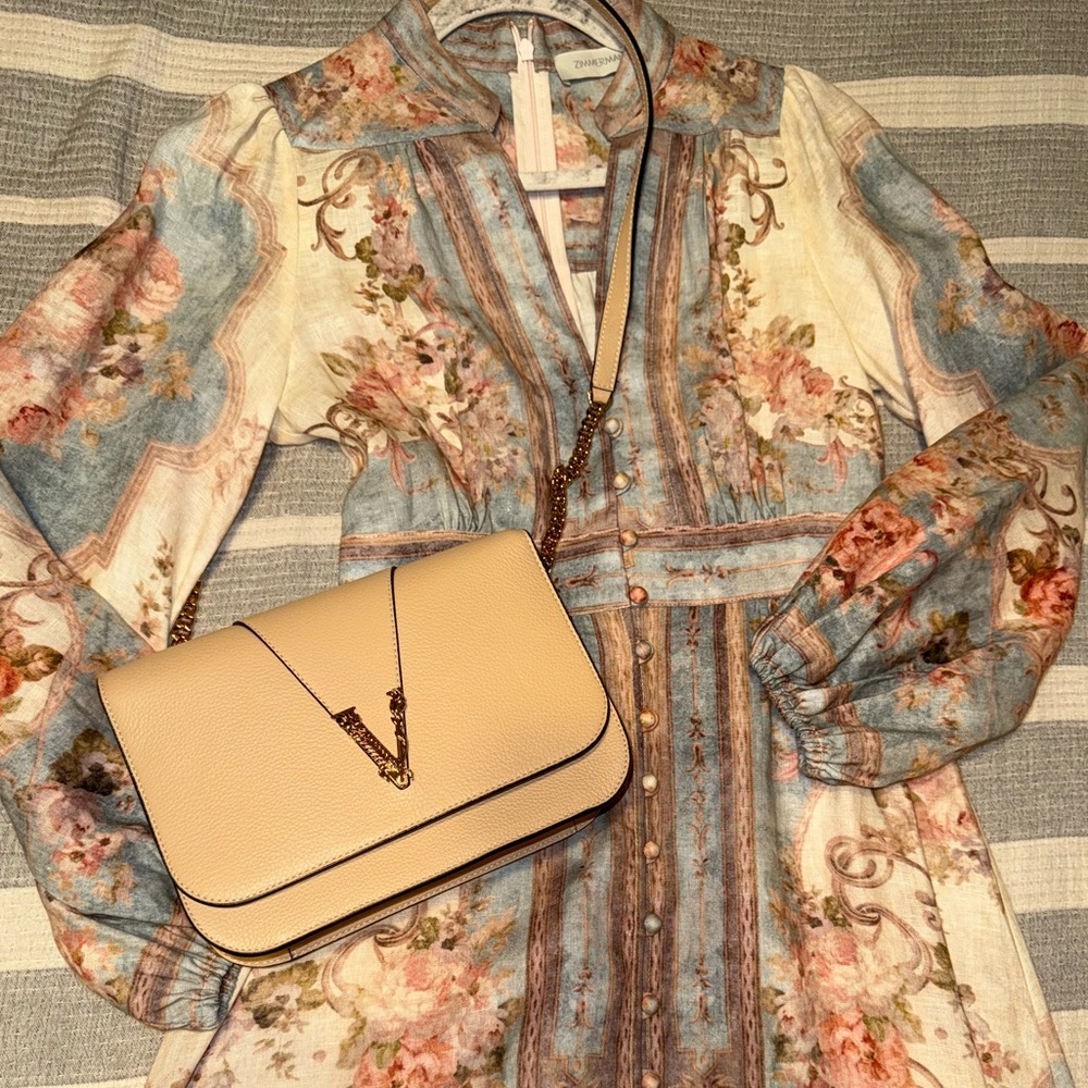 Versace Nude Calf Leather Crossbody Bag - Picture 11 of 13